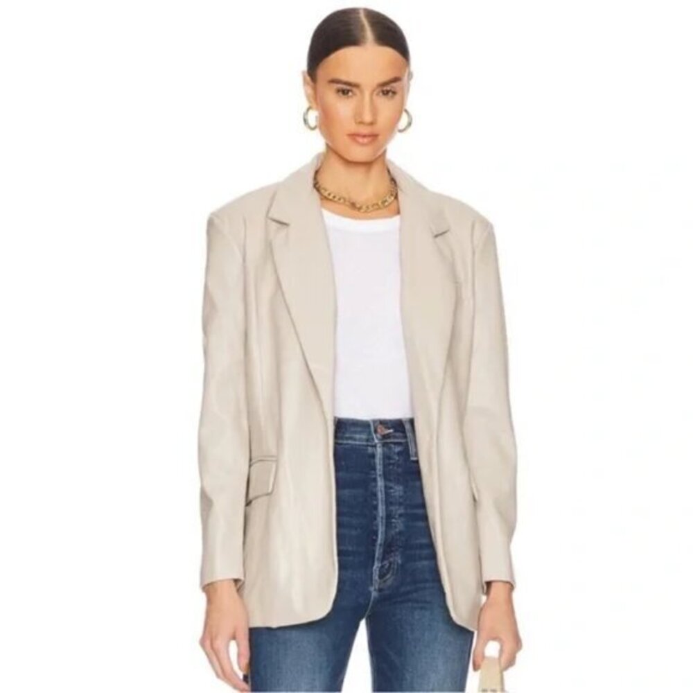 BlankNYC Vegan Leather Blazer Light Sand Color NWT